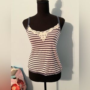 Navy and white striped tank top